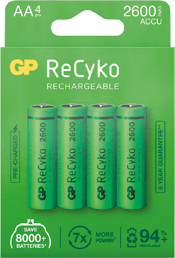 [4891199199981] GP Battery 4 GP Accus ReCyko+ Micro AAA 950 mAh - Batterij - Micro (AAA)