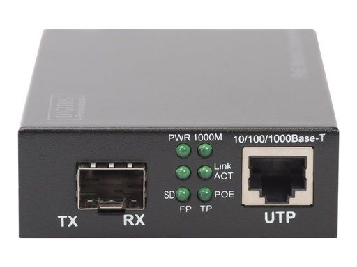 [DN-82140] Digitus Gigabit PoE Glasvezel mediaconverter RJ-45 SFP (mini-GBIC) met PoE