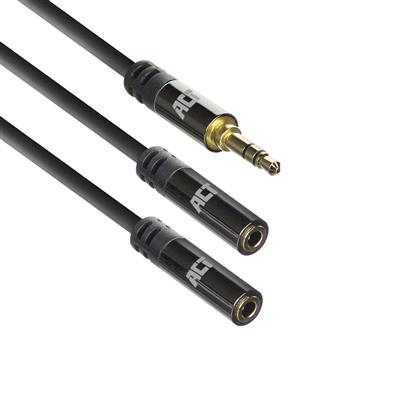 [AC3620] ACT 0,15 meter High Quality audio splitterkabel 3,5 mm stereo jack male - 2x female