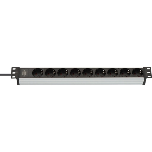 [1390007009] Brennenstuhl stekkerdoos voor patchkast Alu-Line 19" PDU 16A met 9x Type F stopcontacten