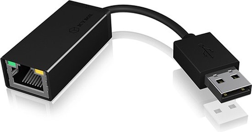 ICY BOX IB-AC509a. Zwart USB netwerkadapter USB 2.0 type-A naar RJ45