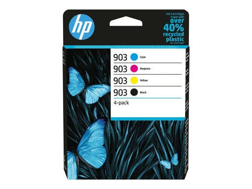 [6ZC73AE] HP 903 4-pack originele inktcartridges, cyaan/magenta/geel, Normaal rendement, Zwart, Cyaan, Magenta, Geel, Inkt op pigmentbasis