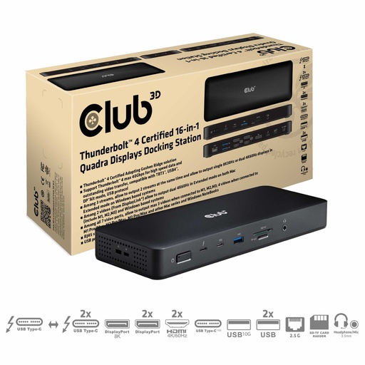 [CSV-1583] CLUB3D Thunderbolt 4 16-in-1 Quadra(4) Displays Dockingstation