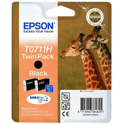 [C13T07114H10] Epson DURABrite T0711 Ink Cartridge - Black - Inkjet dualpack