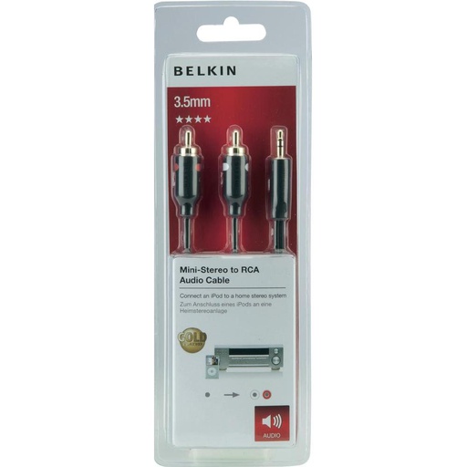 [F3Y116BF1M] BELKIN Cable Audio 3.5mm/2XRCA M/M 1M Portable