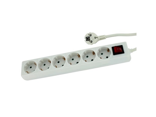[BUN770050] Blu-Basic Stekkerdoos 5 meter 6-voudig wit met schakelaar