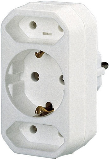 [612555] GAO Geaarde Euro drieweg adapter Wit